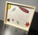 Autumn Calligraphy Art With Real Dried Pressed Leaves In 8 X 10 Wood Frame