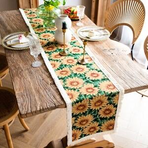 Sunflower Table Runner, Vintage Table Runner, Farmhouse Table Runner, Cotton Linen Table Runner, Rustic Table Runner, Boho Table Runner,gift
