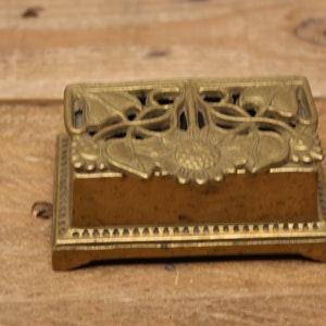 Vintage Solid Brass Stamp Box- Sunflower Design - India