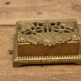 Vintage Solid Brass Stamp Box- Sunflower Design - India
