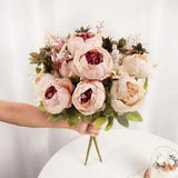 2 Pcs Artificial Peonies Fake Flowers for Decoration, Faux Light Pink-2pcs