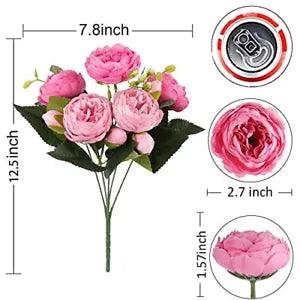 Artificial Peony Flower Silk Peonies Bouquet 4 Bundles Fake Flowers Bulk for