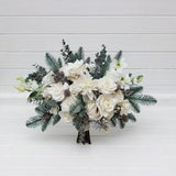 Bridal bouquet Faux bouquet Winter wedding Pine and  roses bouquet Pine cone bouquet White wedding bouquet Christmas wedding