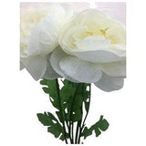 White-Cream Ranunculus Bush X 8 17?¡À, Artificial Ranunculus Flower Stem, Vase Filler, Wreath or Floral Supply, Filler for Wedding Bouquets