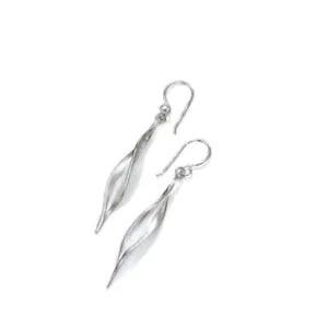 Sterling silver slim lily petal drop earrings - NEW - Beautifully Packaged