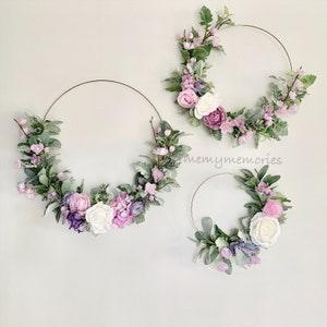 Custom Gold hoop Flower wreath, floral wreath, ring wreath, flower wall hanging, spring wreath, summer wreath, fall wreath,