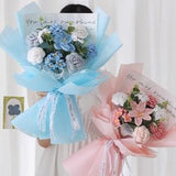 Handmade Crochet Rose Bouquet,Finished Product,Mix and Match Wool Crochet  Forget-me-not Rose  Bouquet,Gifts for Bestfriend,Birthday.