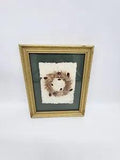 Vintage Framed Dried Pressed Flowers Wreath Boho Home Art Decor Artist Signed