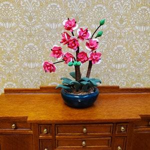 Dollhouse Potted Orchid Pink Large (Miniature) Flowering Plant in Pot 1:12 Scale