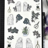 Orchid plant ruins sticker sheet for bullet journal kit and planner- witchcraft Wiccan celestial horticulture