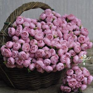 Hot pink One Bundle Artificial Silk Mini Peony Artificial 9 Stems Silk Peony Buds for wedding home decor