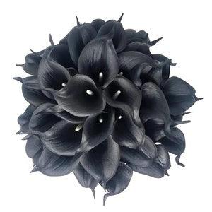 USA CA shipping- Black Real Touch 18 pcs Artificial PU Calla lily flowers 14 inches