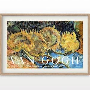Van Gogh Print, Four sunflowers gone to seed, Landscape Art, Impressionist painter, Wedding Gift, Bedroom Wall Decor, Countryside art