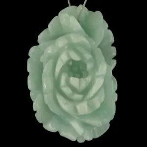 BF05122# Hand Carved Cameo Peony Flower Amazonite Pendant Bead Gemstone