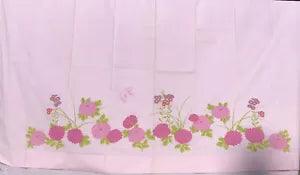 Vtg  Martex Pink Floral Carnation Full Flat Sheet 81???x 104??? Hanae Mori - Unused
