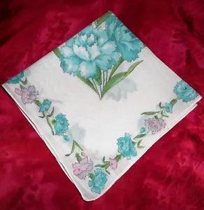 Vintage Handkerchief Hankie Carnations Sweet Williams Flowers