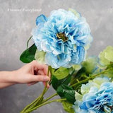 5 Huge Heads Peony Bouquet | High Quality Artificial Flower | DIY Floral | Wedding/Home Decoration | Gifts - Blue