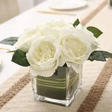 Artificial Peony Silk Flower Centerpieces Faux Floral Arrangement in Glass