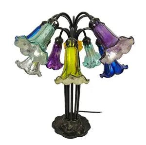 River Of Goods Tiffany Insp Multicolor Mercury Glass 10 Lts Lily Table Lamp 21''