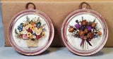 Convex Glass Bubble Dried Floral Silk Ribbon Floral Wall Art Shabby Elegance Set