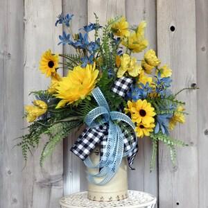 Sunflower Basket, Floral arrangement, Floral basket,  Floral Decor, Home Decor, Summer Decor, Sunflower bouquet Floral Centerpiece