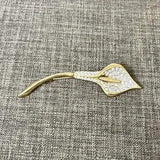 Rhinestone Call Lily Brooch Pin Clip Gold Tone Fashion Jewelry 3.75 in Flower