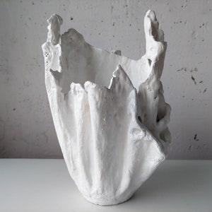 Large Scandinavian vase. Handmade white indoor planter. Modern tall orchid pot.