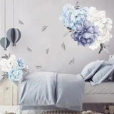 Blue Peony Blossom Flowers Wall Art Sticker Decals Kid Room Nursery Home Decor