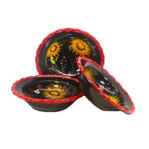 Three Ganz GAN41 rimmed stoneware soup bowls. Bella Casa Stoneware. Flaws (see below).