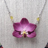 Moth Orchid Pendant Necklace, Magenta Flower Jewelry, Polymer Clay, Floral Nature Jewelry, Statement Piece, Unique Womens Gift, Phalaenopsis
