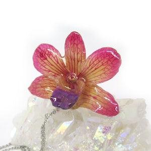 Preserved Orchid necklace - Real flower resin pendant - Bespoke gift