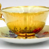 Aynsley Tea Cup & Saucer J A Bailey Signed England Cabbage Rose Bouquet Gold JA Bailey Signed Mint Condition