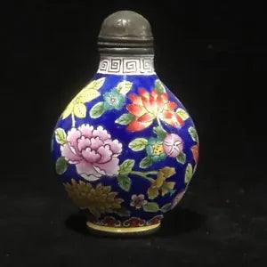 Exquisite noble copper Cloisonne enamel hand Painting peony flower snuff bottle