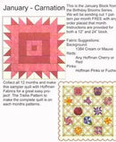 Batiks Plus CARNATION  & Latice Block is from the Birthday Bloom Series 12 & 24"