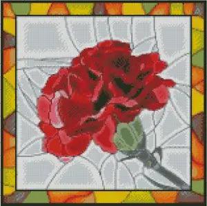 Red Carnation Stained Glass Counted Cross Stitch Chart No. 14-155