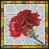 Red Carnation Stained Glass Counted Cross Stitch Chart No. 14-155