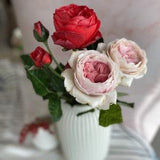 Clay English rose arrangements, real touch roses bouquet. Mothers day gift for living room decor.