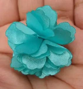 Satin Flower Tie Tack Teal Turquoise Carnation Clutch Pin Vintage 1.25"