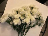 Lot 3 Bushes White Carnation 10 heads in each  18 inch Bush Fake flower