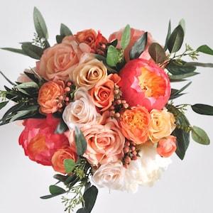 Wedding flowers, bridal bouquet, silk wedding flowers, wildflower bouquet, coral flowers, silk bouquet, wedding bouquet, destination wedding