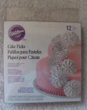 Wilton Flower Peony Cake Picks Topper White 12 count New 120-1175