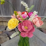 Peony and Rose Bouquet / Anniversary flower bouquet / ecofriendly flowers / Wood Flowers / Wooden Flowers / Wood Flower Bouquet / PEONY