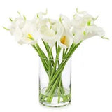 20 Pieces Real Touch Lilies Artificial Flowers in Glass Vase, Faux Calla Lily