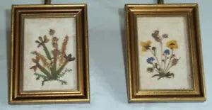 ?Set of 2 Vintage Tyrol Austrian dried flower art