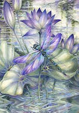 Toland Amethyst Sunrise 28x40 House Flag Lily Pad Pond Flowers Purple