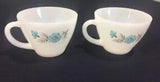 Vintage Fire King Bonnie Blue Carnation Flower Coffee/Tea Cup 2 Piece