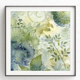 Botanical Wall Art Print of Abstract Painting, Blue Green Leaves and Florals, Spa Bathroom Wall Art, Zen Bedroom Wall Decor Over the Bed