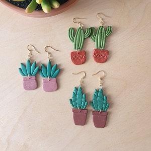 Earrings dangle cactus succulent plants- desert earrings -summer vibes-gift for her