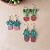 Earrings dangle cactus succulent plants- desert earrings -summer vibes-gift for her