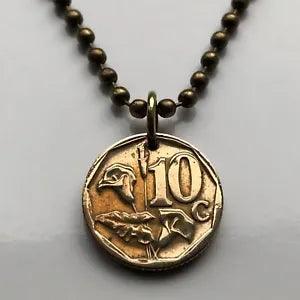 South Africa 10 Cents coin pendant Arum Lilies flowers plant Johannesburg 000081